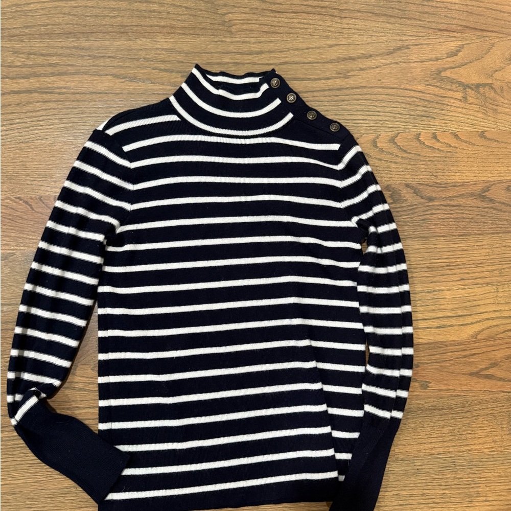 J. Crew Navy and White Striped Sweater